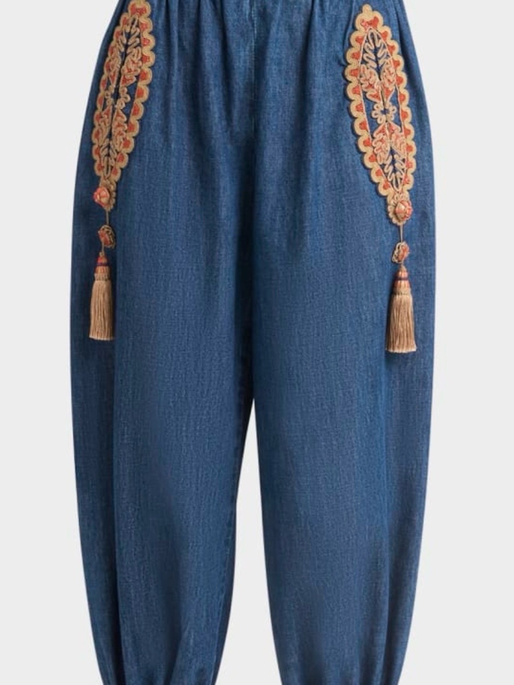 Valentino Garavani
Embroidered Chambray Denim Wide-Leg Crop
Blouson Trousers